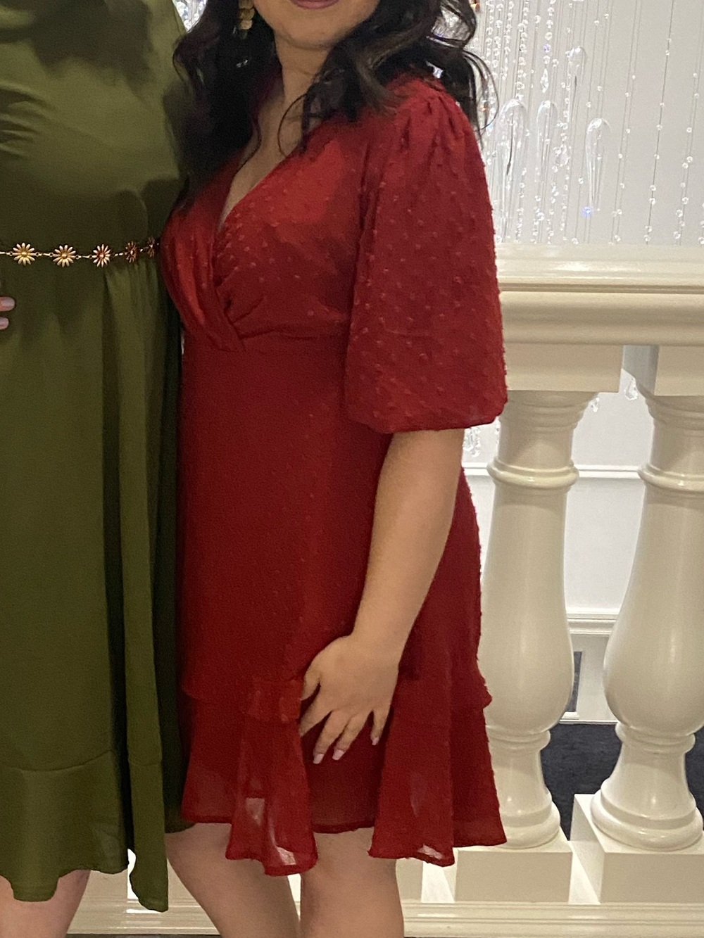 Dex Burgundy Mini Dress with Puff Sleeves